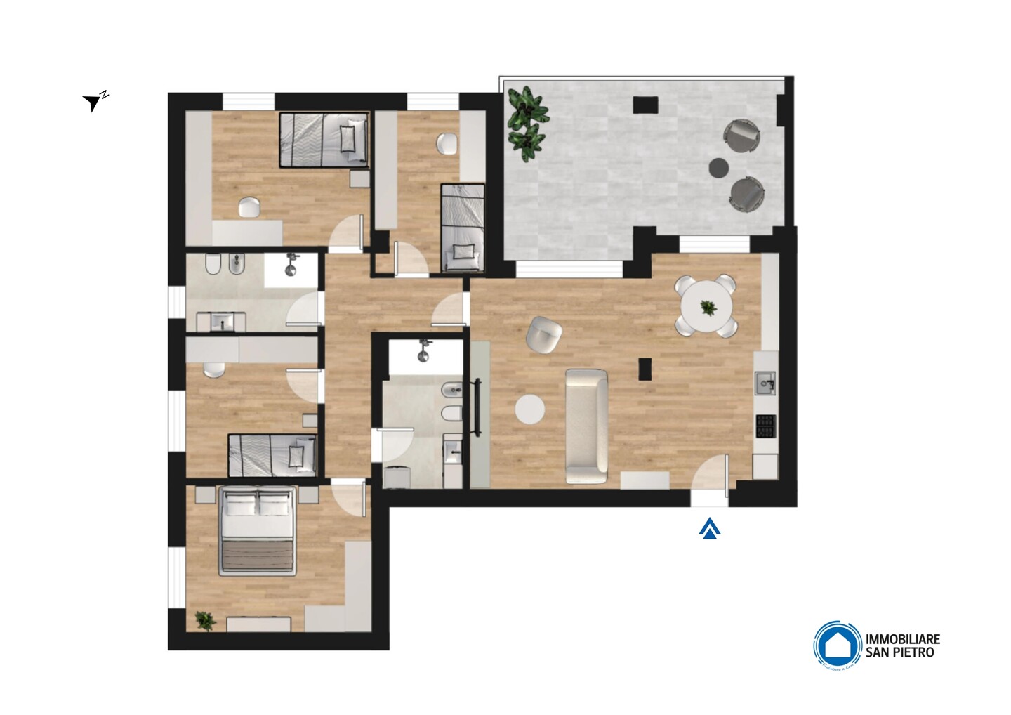 Budrio: NUOVO 4 camere+2 bagni+terrazzo