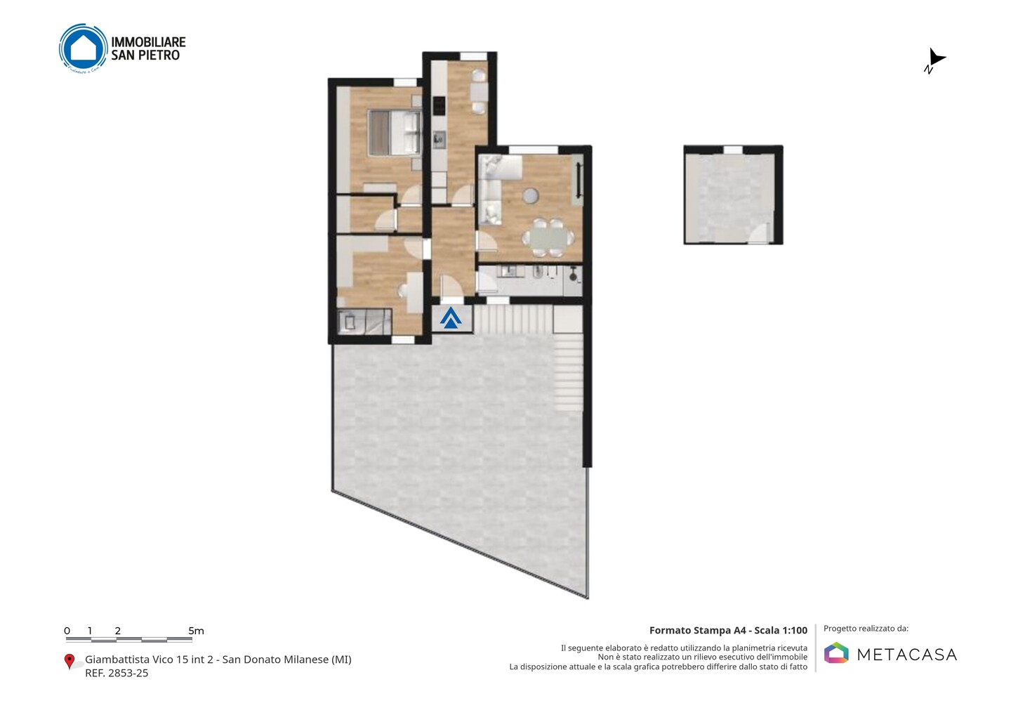 S. Donato-Via Vico: Appartamento con 2 camere con giardinetto