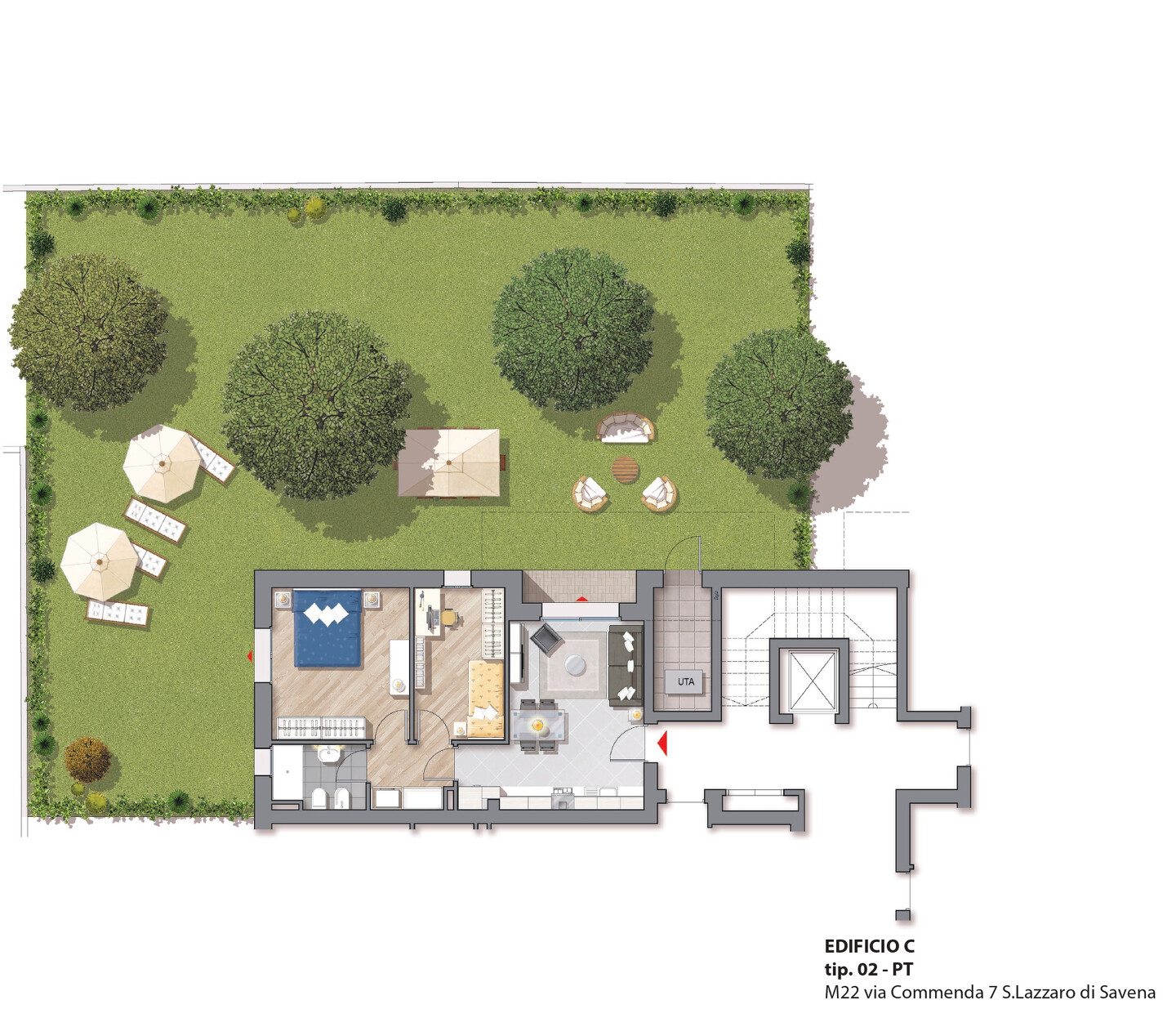 Trilocale al piano terra con giardino in vendita a San Lazzaro di Savena