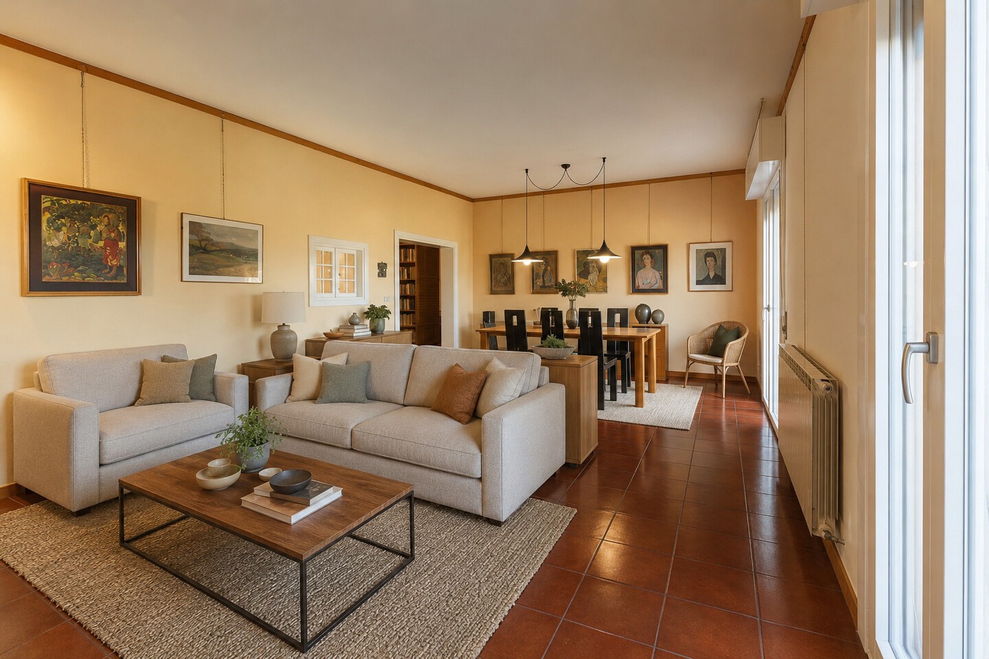 Appartamento quadrilocale al primo piano con balcone, garage, cantina e giardino condominiale