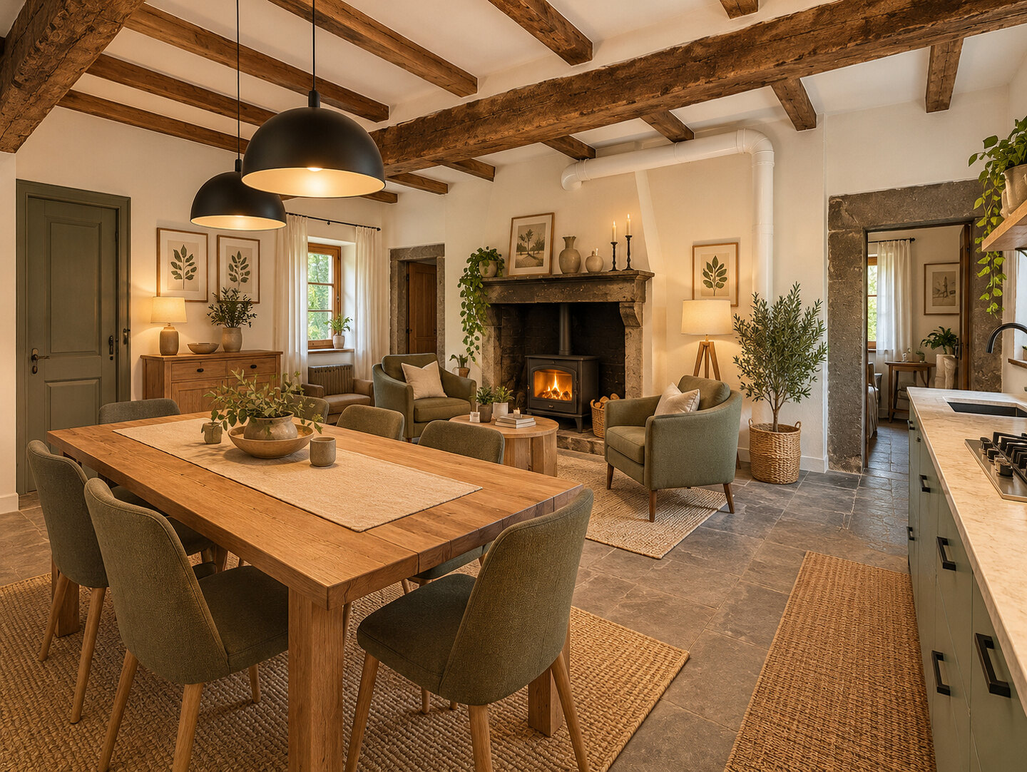 Appartamento con giardino, camino e travi a vista – Piancaldoli